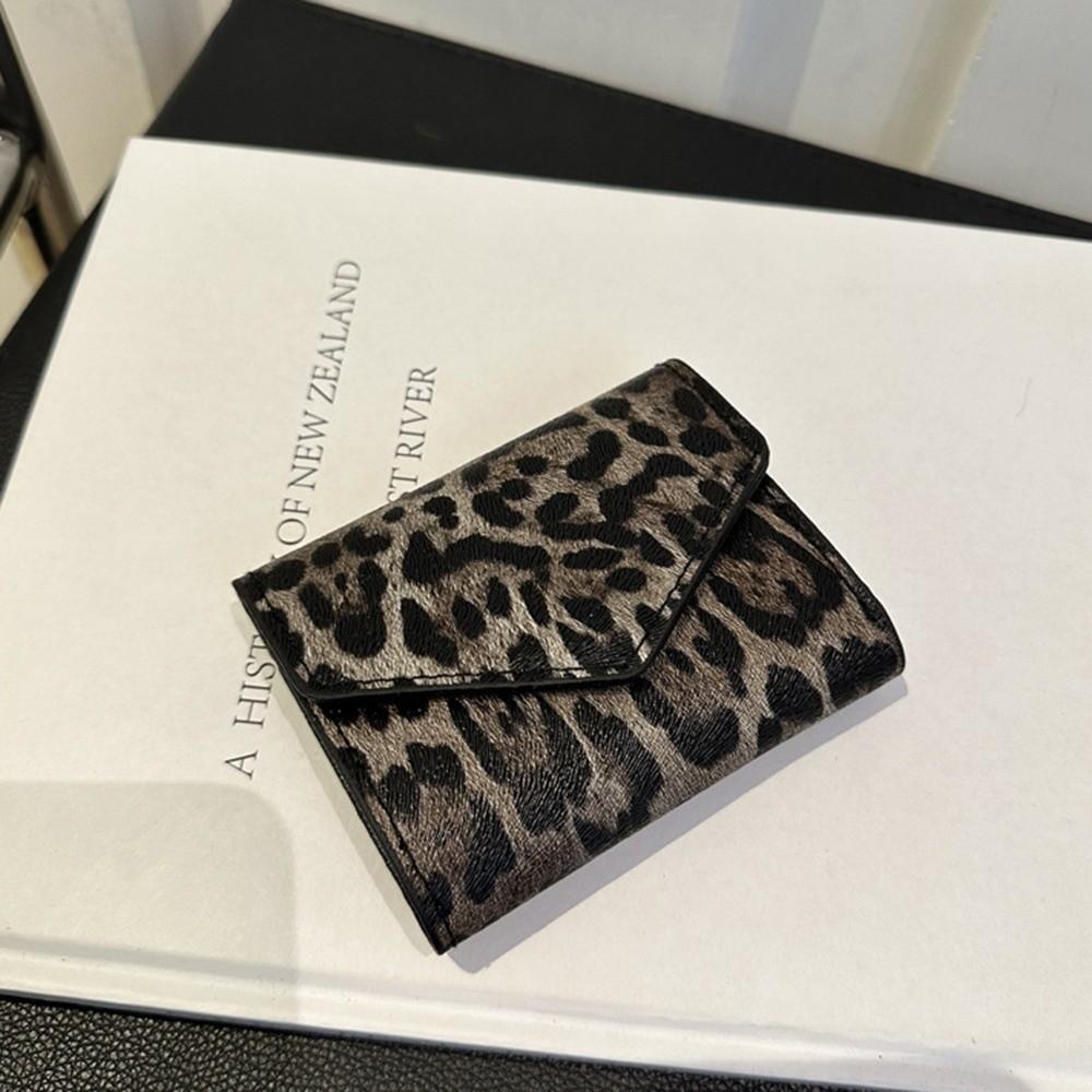 PU Leather Leopard Short Wallet Elegant Coin Purse Change Bag Envelope Clutch Bag  Women