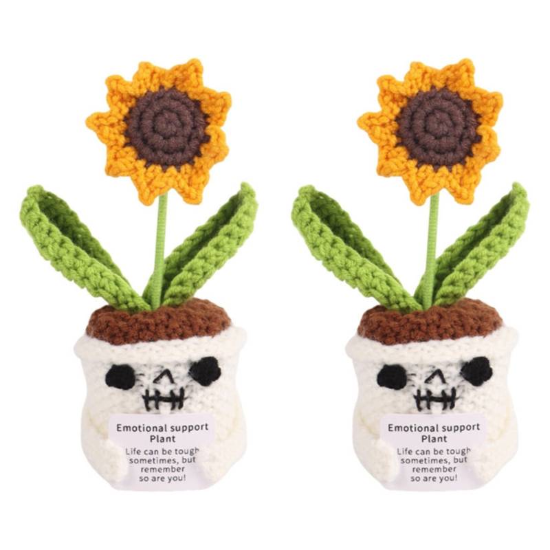 Crochet Flowers Sunflower Artificial Crochet Potted Desk Accessorie Office Accessorie Wedding Decor Teacher's Day Gift Girasol