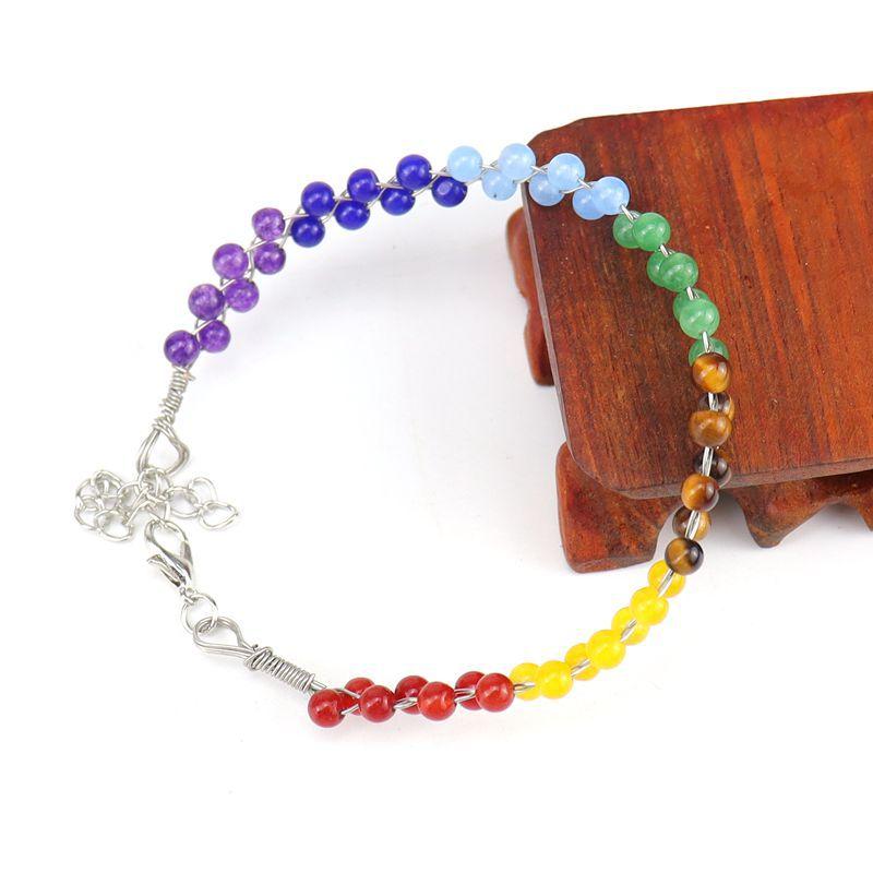Hand-Woven Crystal Agate Bead Tiger Stone Amethyst Bracelet Bracelet, Adjustable B35