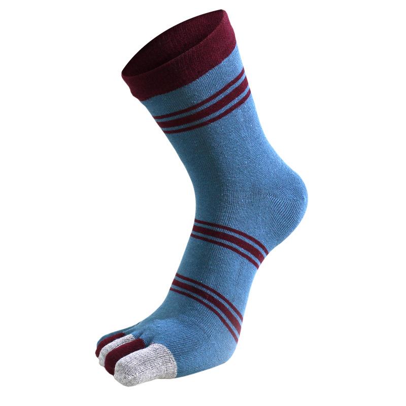 Men's Colorful Cotton Mid-Calf Five-Finger Toe Socks for All Seasons