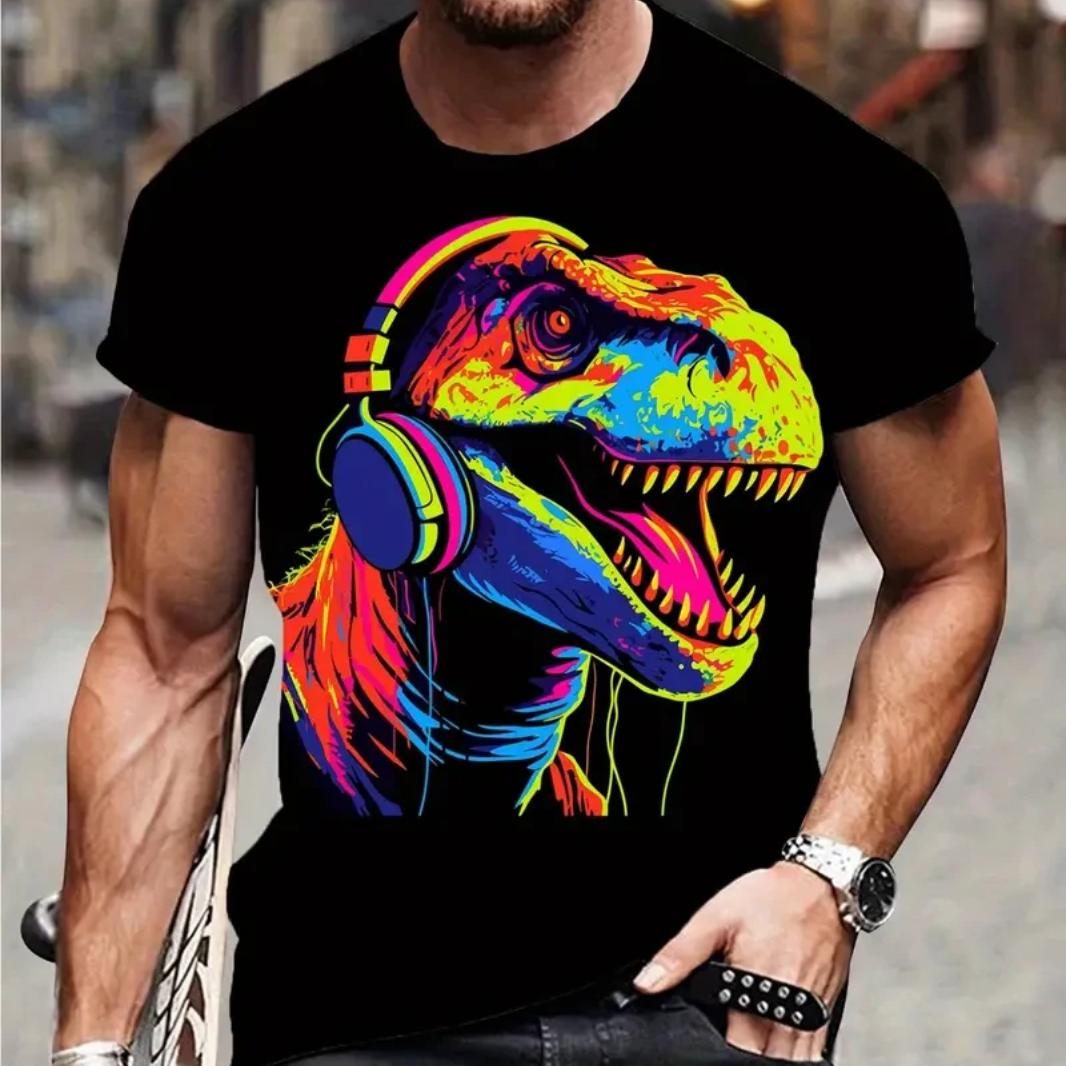 

Мужская футболка с 3D принтом динозавра, модные уличные топы в стиле хип-хоп в стиле Харадзюку, летние детские футболки большого размера с коротким рукавом L