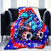 1PC Custom Name American Dinosaur Adventure outdooor Flannel blankets Patterns Throw Blanket All-Season Soft Gift for Couch, Bed, Camping gifts