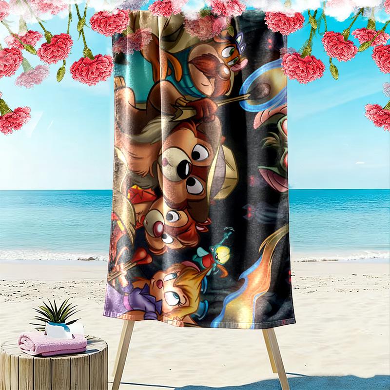 Chip'n Dale 2D Flat Print Beach Towel, Large Soft Quick Dry Towel for Beach Camping SwimmingDSTJ0925346