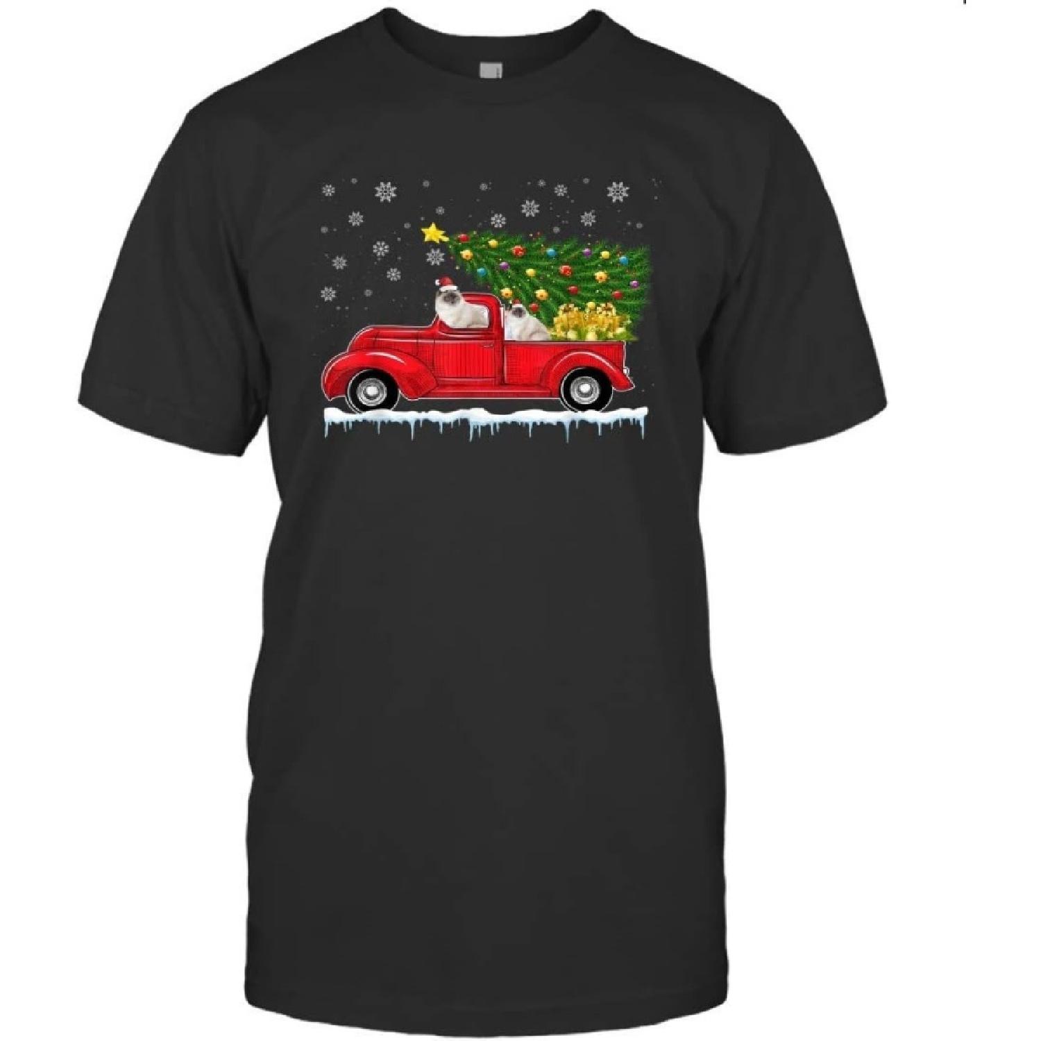 

BHTHUI Ragdoll Cat Red Car Truck Christmas Tree Santa Xmas Cat T-Shirt (Black;M) X061120 XXXXXL різнокольоровий