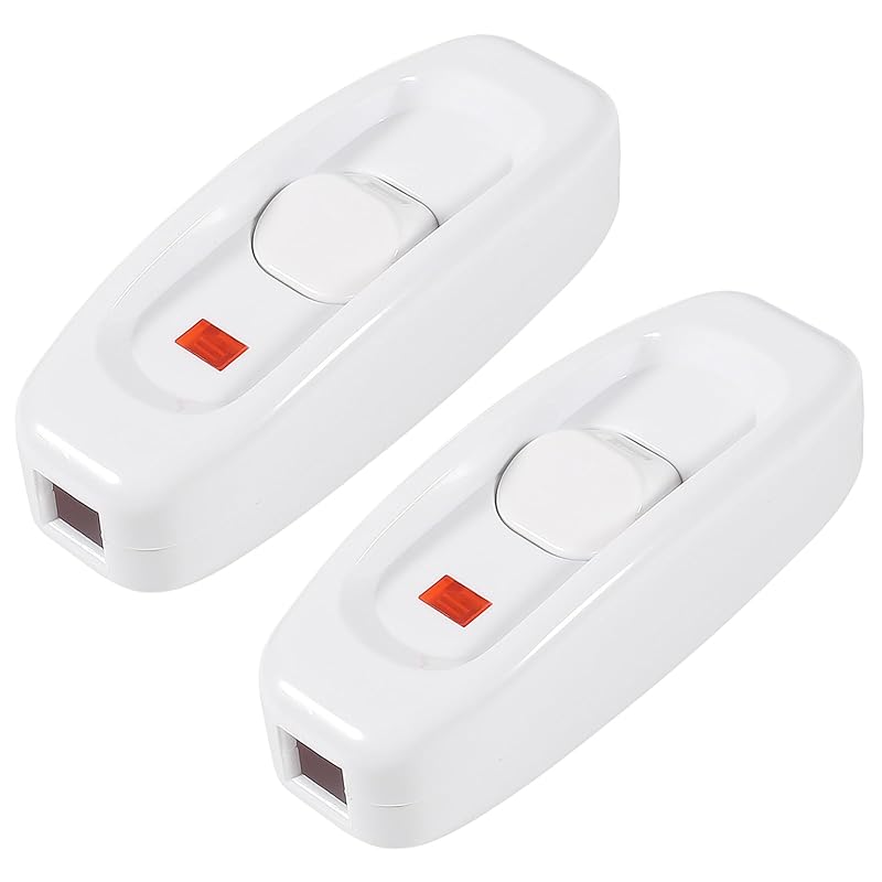 2pcs Inline Cord Switch, AC 250V 6A On-Off Lamp Control Appliance Switch for Bedroom Table Lamp Desk LED Lights(White)
