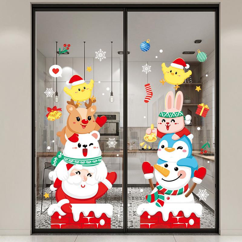 AMJ953 Hit Christmas Decoration New Cartoon Christmas Glass Decoration Electrostatic Stickers
