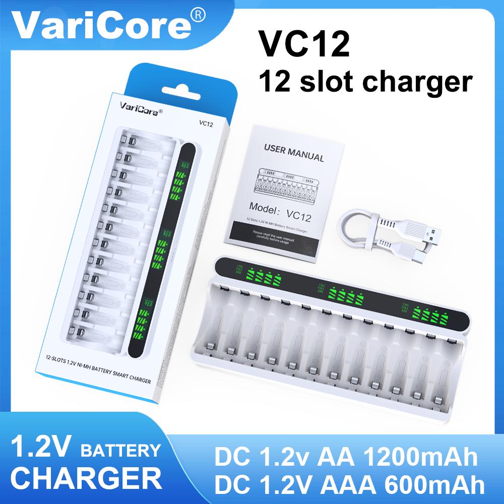 VariCore VC12 Aa Battery Charger, 1.2V Ni-MH / Ni-CD Rechargeable Batteries Aa/aaa Charger Type-C чёрный