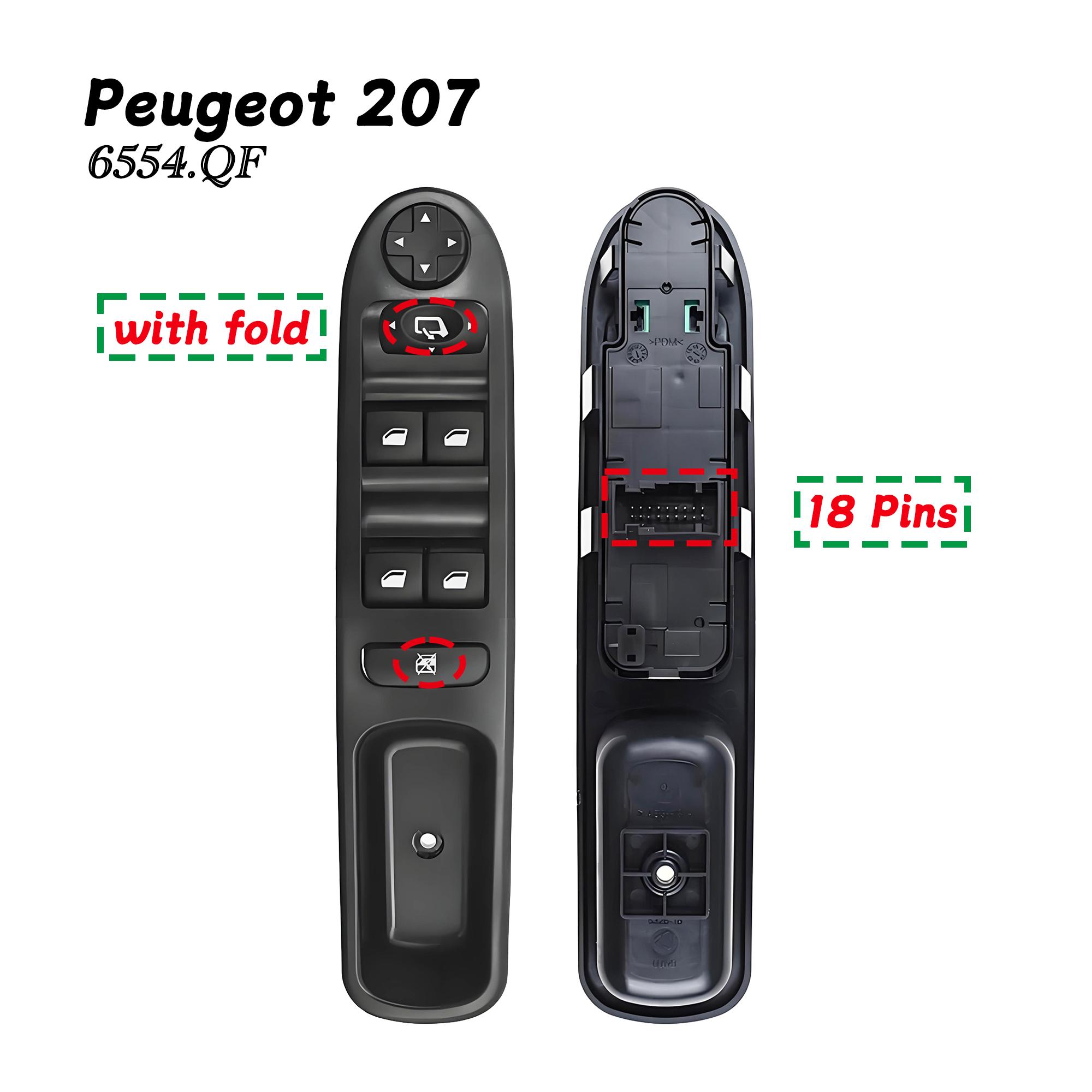 

6554.QF For Peugeot 207 WA WC SW WK 2006-2018,Electric Power Master Window Control Switch Regulator Lifter Button OE 6554QF 6554.QF wiht fold