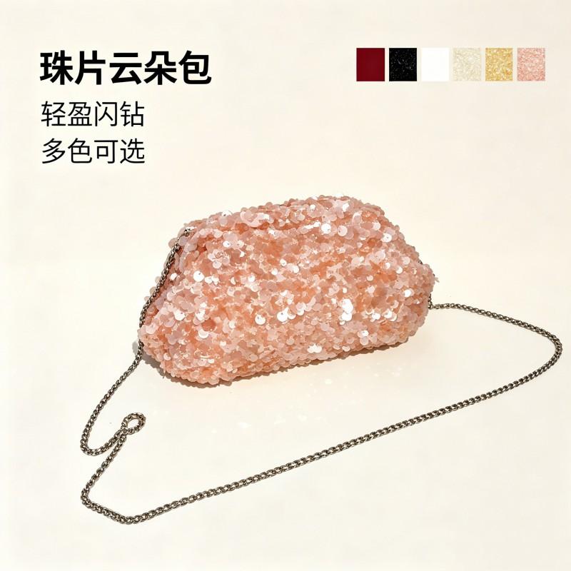 Cloud-Shaped Evening Clutch Bag With 3D Sequins Beads Wedding Party Formal Event Date Photoshoot