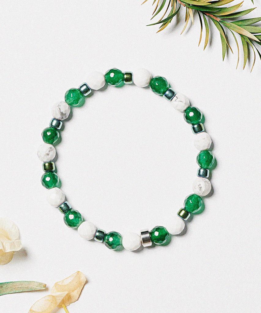 Jbans Classic Green Point Triple Mix Gemstone Bracelet (C2503Ac1343_Gn)