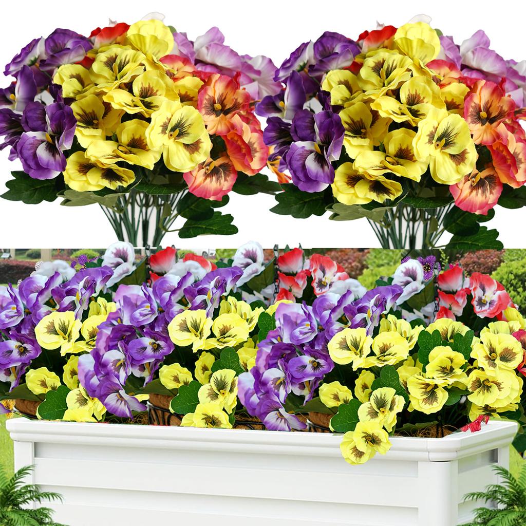 Artificial Flower Spring Uv Protection Artificial 5-Pronged Pansy Wildflower Daisy, Artificial Silk Flower Outdoor Decorative Flower