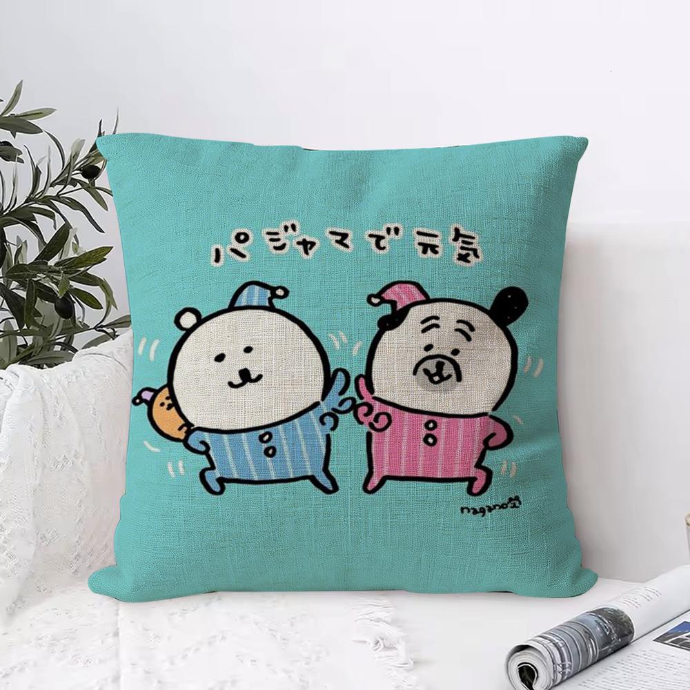Japan Cute Joke Bear Cushion Cover Eco Linen Pillow Case DoubleSided Print Breathable Durable Zipper Home Decor Gift