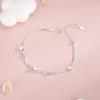 Sterling Silver Double-Layer Heart & Round Bead Bracelet - Japanese & Korean Style