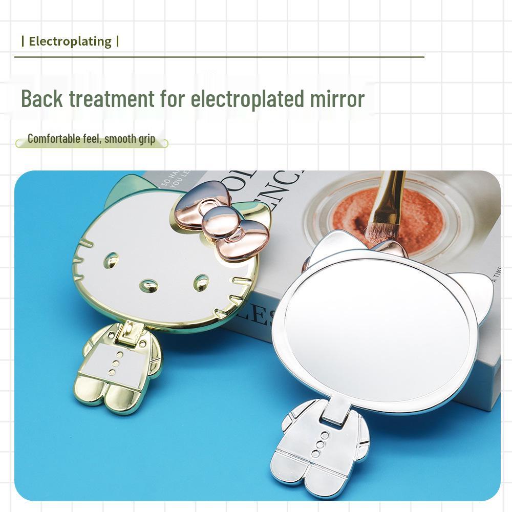 Portable Electroplated Folding Kitty Cat Handheld Vanity Makeup Mirror