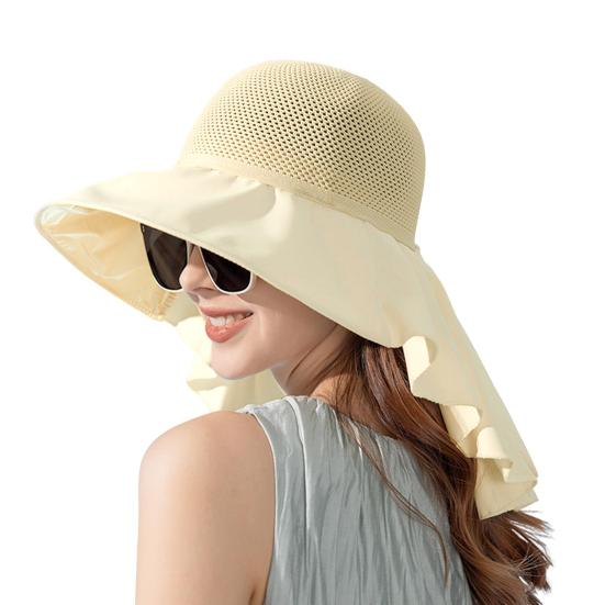 Yousheng Summer Women Bucket Hat with Shawl Wide Brim Lightweight Breathable Face Neck Protection Sun Hat Travel Beach Cap