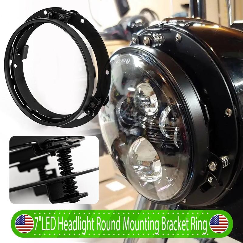 7" LED Headlight Trim Ring Mounting Bracket Black Fits For Harley Street Glide