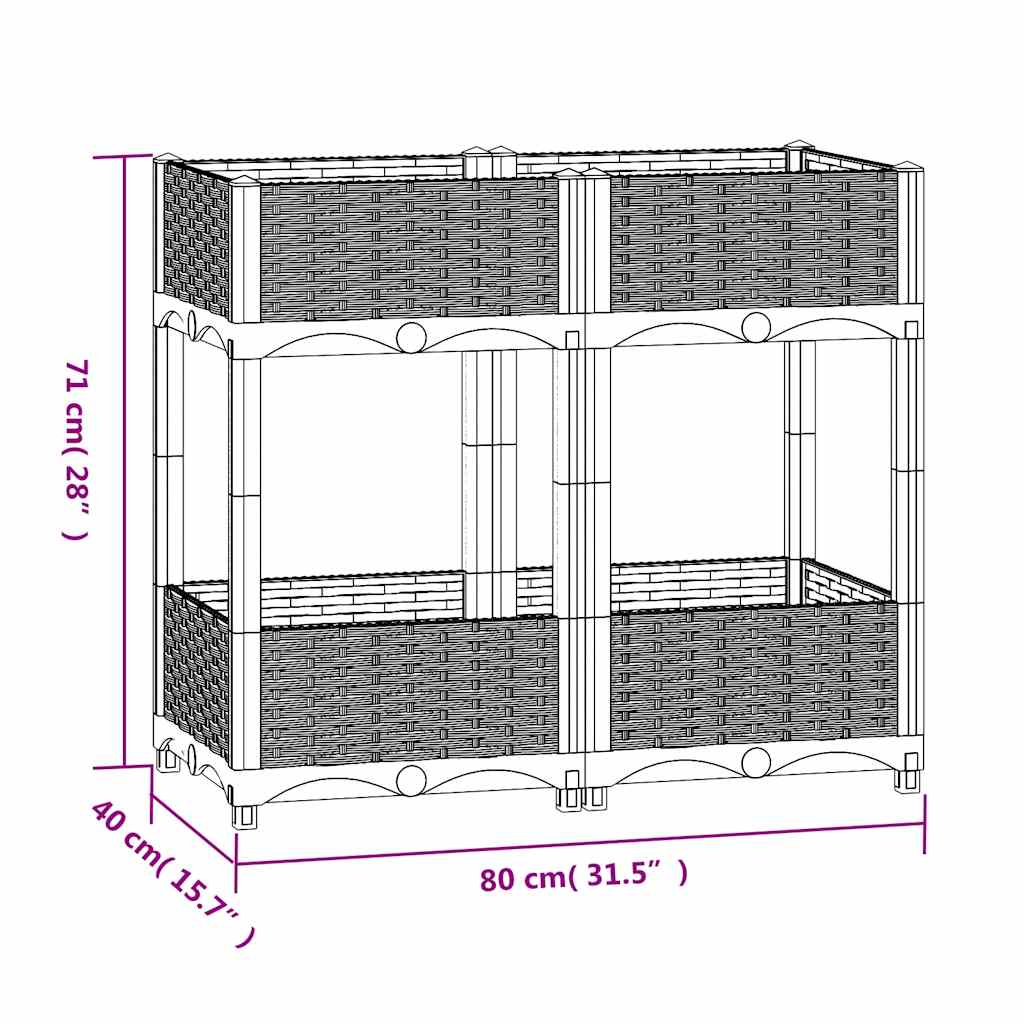 Raised Garden Bed 80 x 40 x 71 cm Polypropylene