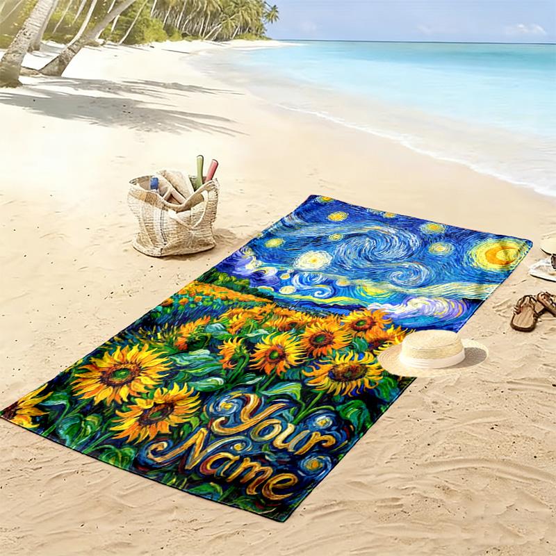 Name Custom Painting Art Print Beach Towel, Large Soft Quick Dry Towel for Beach Camping Swimming