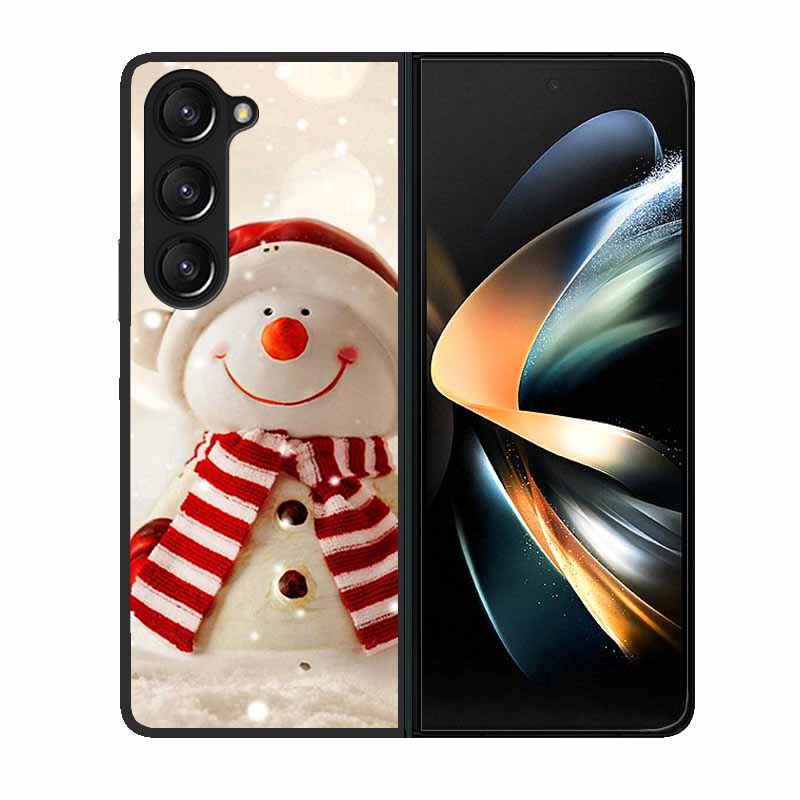 Christmas Case For Samsung Galaxy Z Fold 6 5 4 3 Cover Fold5 Fold4 Lovely Black Hard Plastic PC Cover For Galaxy Z Fold5 5G Case