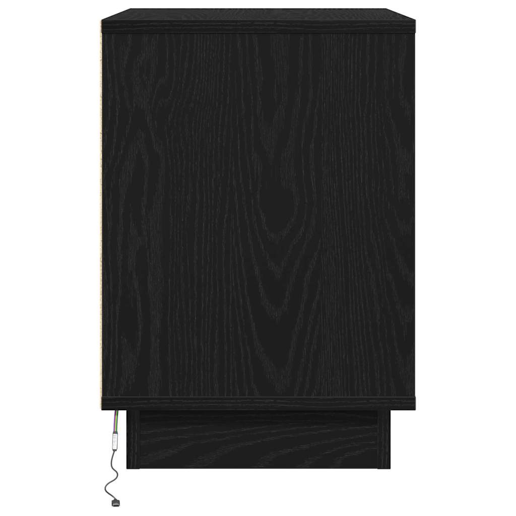 Nightstand Set of 2 Black Oak Effect 50 X 34.5 X 50 Cm
