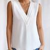 Summer New Pleated V-neck Solid Loose Shirt Women Sleeveless Elegant Casual Woman Blouse Vintage Fashion Office Lady Plus Size Blouses Tops 24716
