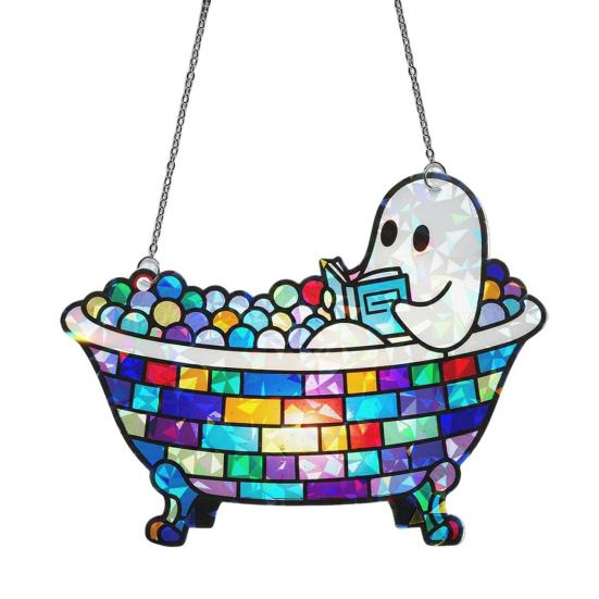 Bath-Time Ghost Reader Ornaments Cute Ghost Reading Book in A