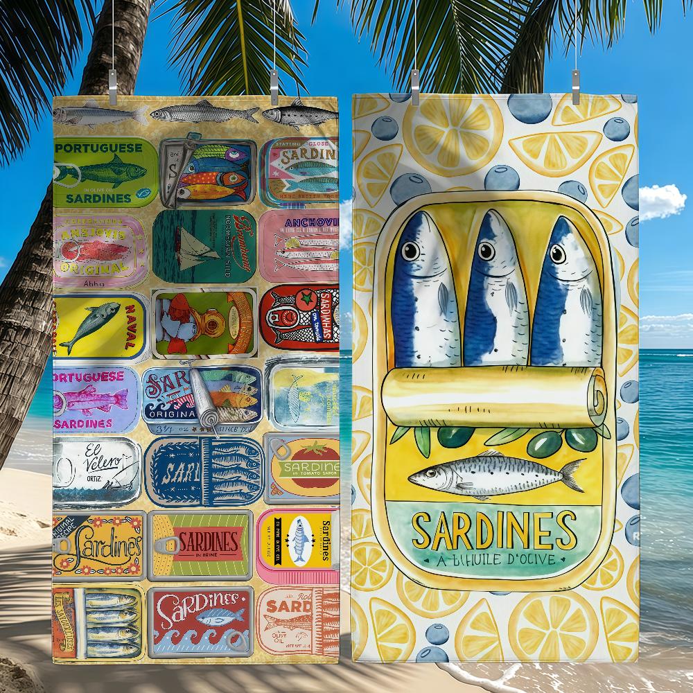 Cuadros decorations S-Sardines Nordic Towel Quick Drying Beach Towels Are Suitable For Swimming Pools Camping Yoga And The Gym