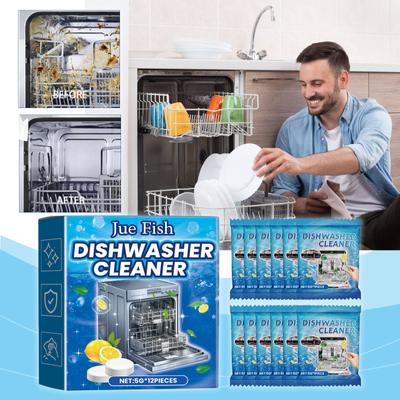 JUE FISH Dishwasher Cleaning Foaming Tablets Kitchen Stain Removal Heavy Grease Stains Dishes Clean Dishwashing Cleaner