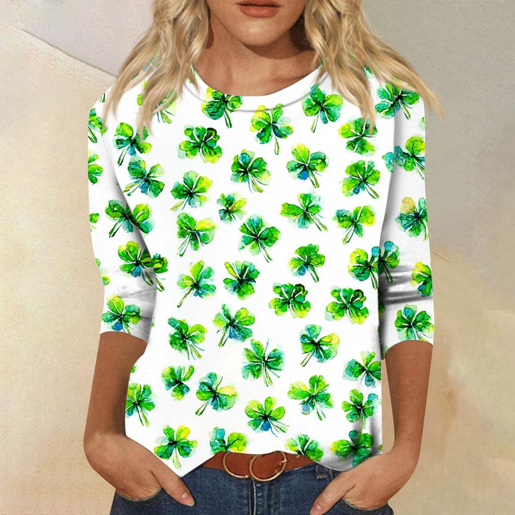 Dámský módní ležérní svetr s kulatým výstřihem a tříčtvrtečním rukávem s potiskem Saint Pao