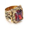 Stainless Steel Hand Jewelry European and American Retro Punk Gothic Style Special Ruby Men's Titanium Steel Casting Ring