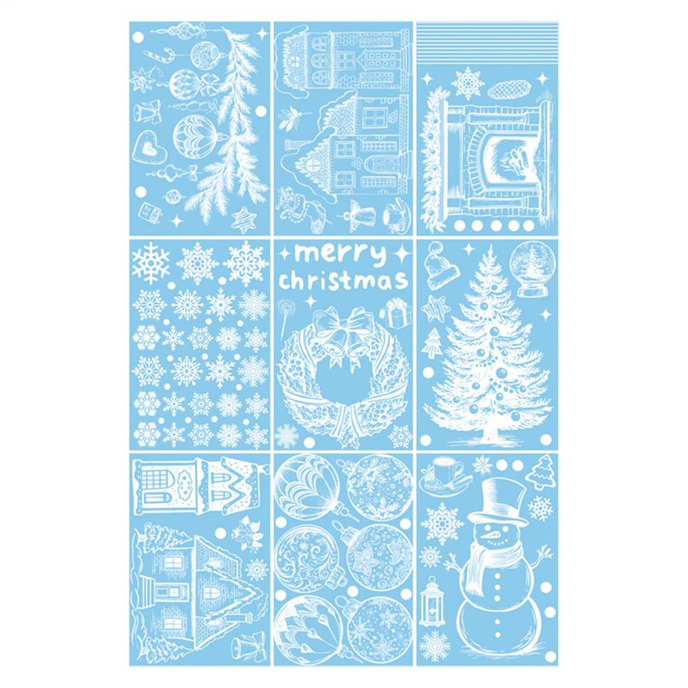 9 Stück Weihnachten Fensteraufkleber Doppelseitig Statisch Haftend Dekorationen Weihnachtsmann Und Schneeflocke Dekoration Für Wand Tür