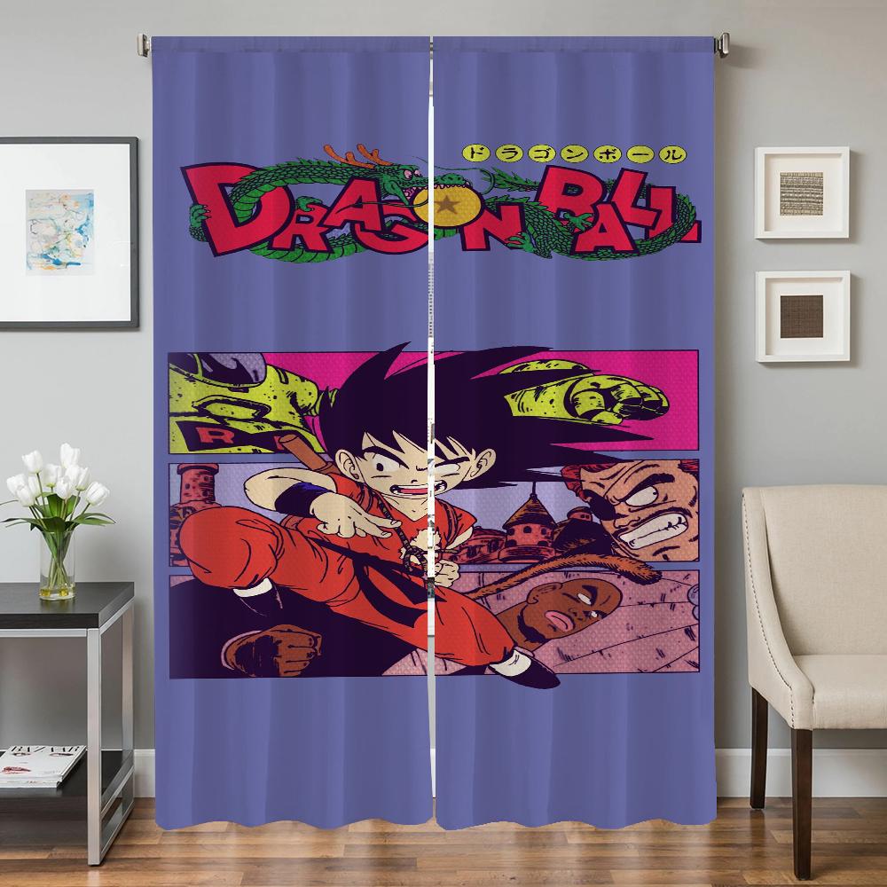 Zasłony okienne kuchenne do salonu 2 sztuki Zasłony zaciemniające Zasłona drzwiowa D-dragon ball-l Przegroda Dekoracja sypialni