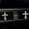 Durable Cross Car Air Vent Clips Sparkling Rhinestone Look Universal Car Air Vent Clip Car Interior Accessory Car Decorations