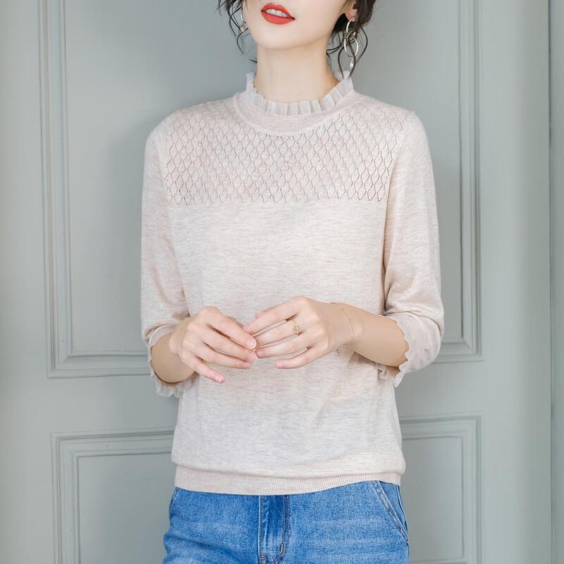 

Srcr Lace Trim Round Neck Knit Top L
