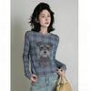 Spring Fashion Animal Dog Print Women's T-shirt Europe America Casual Pullover Women Long Sleeve Clothing Outdoor Street Tees Top