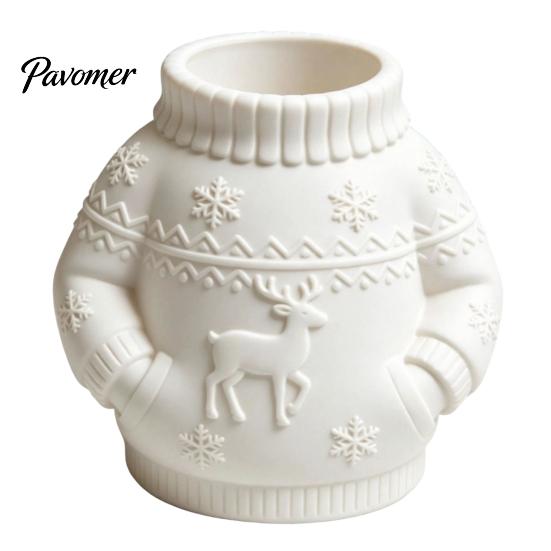 Durable Desk Pen Holder 3D Printed Sweater Holder, Creative Organizer with Elk Snowflake Relief for Home Desktop Paintbrushes Office School Supplies,