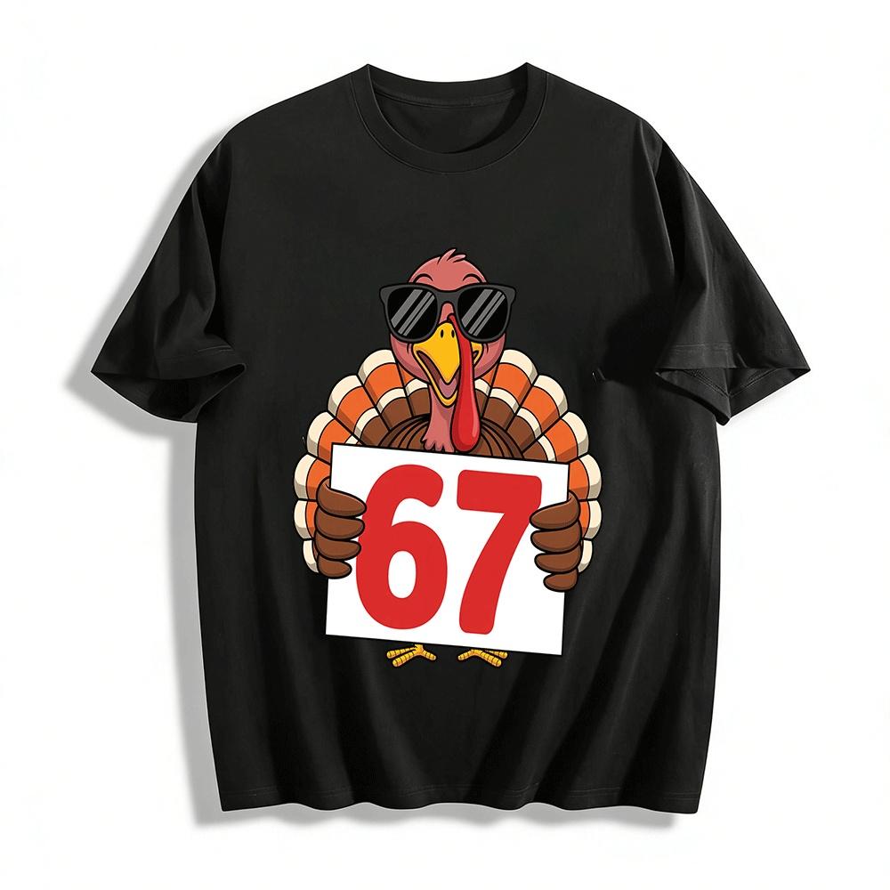Cool Turkey No.67 Graphic Casual Top For Thanksgiving Pure cotton T-shirt XXS