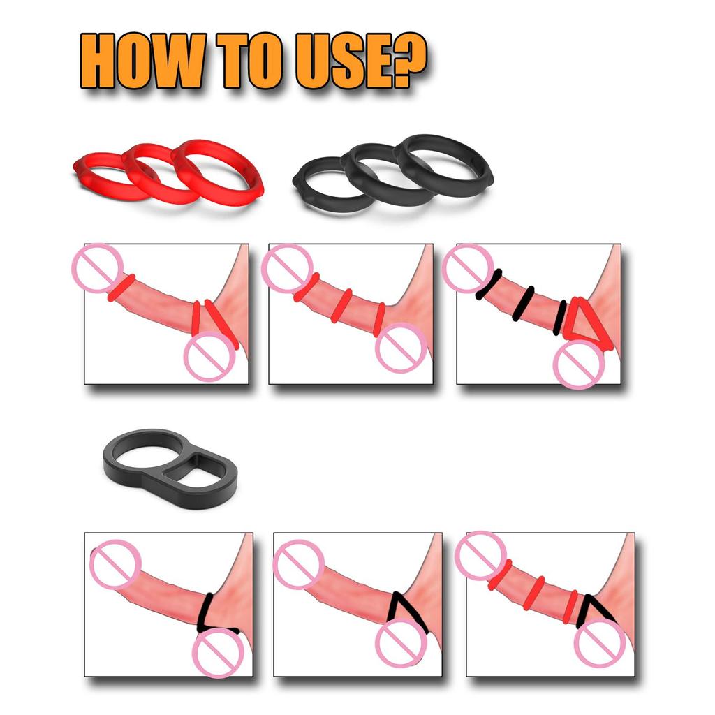 Set de inele pentru penis Masturbatoare pentru bărbați Erecție Ejaculare Întârziere Extindere de mărire a penisului Jucării sexuale pentru cupluri Produse pentru adulți