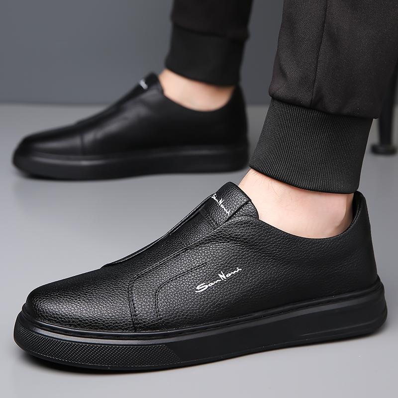 Fashion Breathable Men's Leather Shoes Sewing Casual Lazy Designer Loafers Luxury Non-slip Soft-soled Flats Handmade Men Walking Shoes