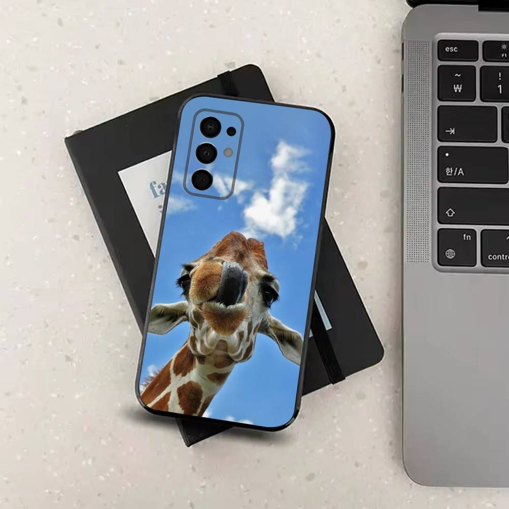 Animal Giraffe Cute Funny  Case For Samsung Galaxy A91,A80,A73,A72 ,A71,A53A52,A32 ,A31A22,A21s,A20,Black Cover