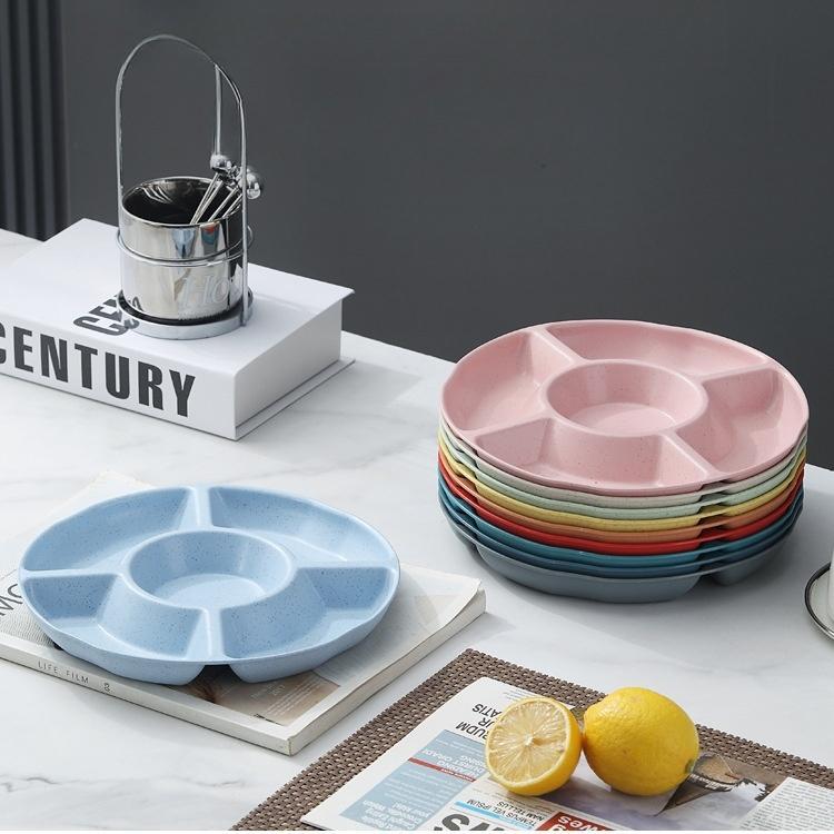 Candy Plate 5 Compartments Large Capacity Round Food Grade Multi-purpose Snack Fruit Nut Food Serving Tray Dish Holder Kitchen Supplies