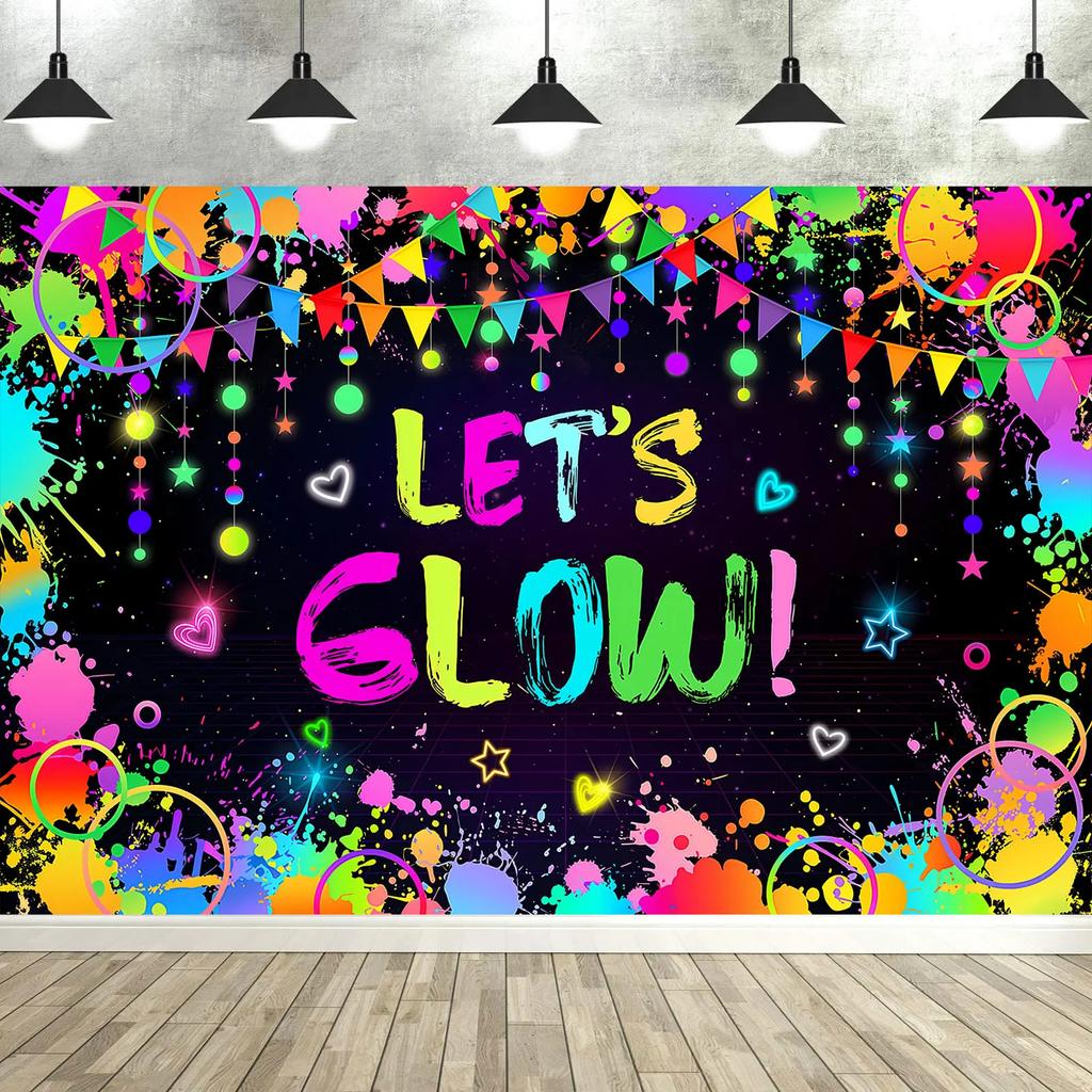 Colorful Neon Glow Party Backdrop  Vibrant Photography Background Birthday Decor Supplies for Studio  Photo Booth Props