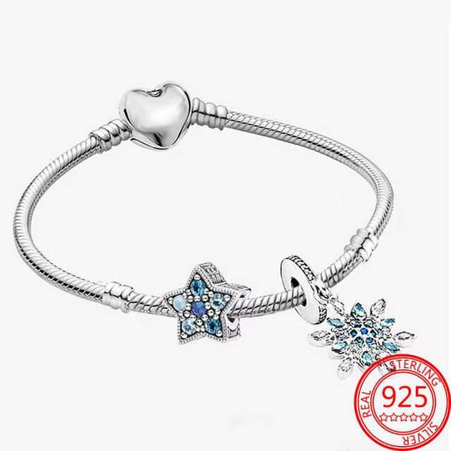 Romantic 925 Sterling Silver Heart Powder Love Murano Mother 'S Love Snake Bracelet Set Fashion Diy Brand Jewelry Bracelet