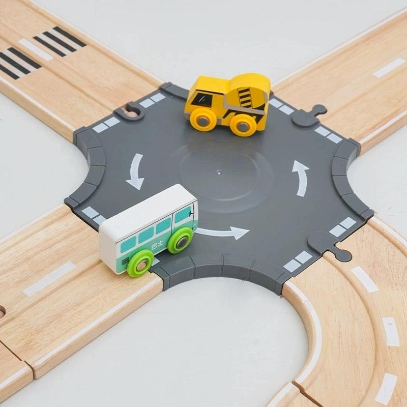 Wooden Train Tracks Beech Wood Road Bridge Railway Accessories Fit for Brand Wooden Tracks Toys for Children Birthday Gifts