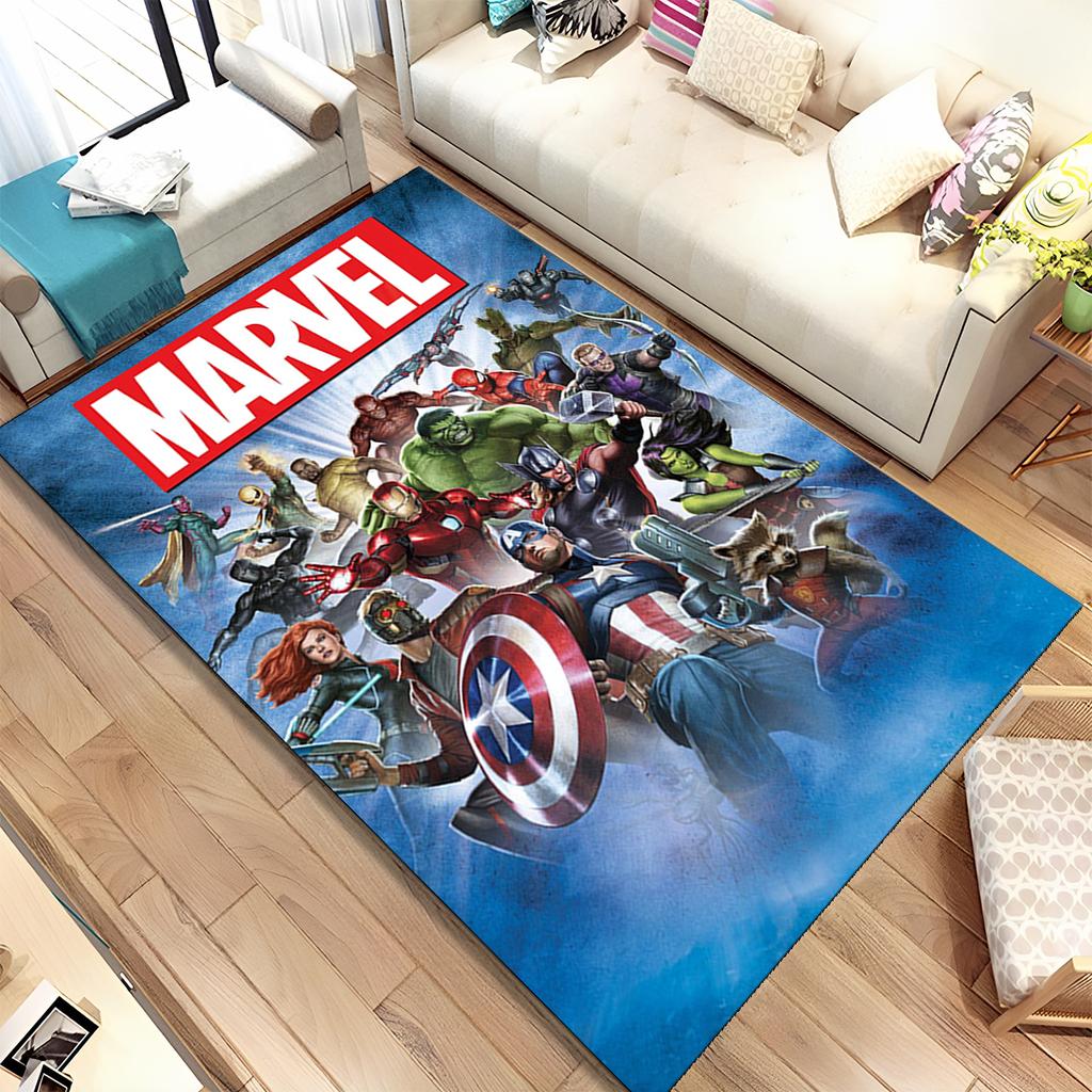 HD Cartoon Marvel Avengers Spiderman Teppich für Zuhause Wohnzimmer Schlafzimmer Sofa Fußmatte Dekor, Kinderteppich Rutschfeste Bodenmatte