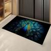 Elegant Peacock Indoor Door Mat Gifts, Floor Area Rug for Entryway, Living Room or Bathroom, Non-Slip Blue and Green Doormat Hom