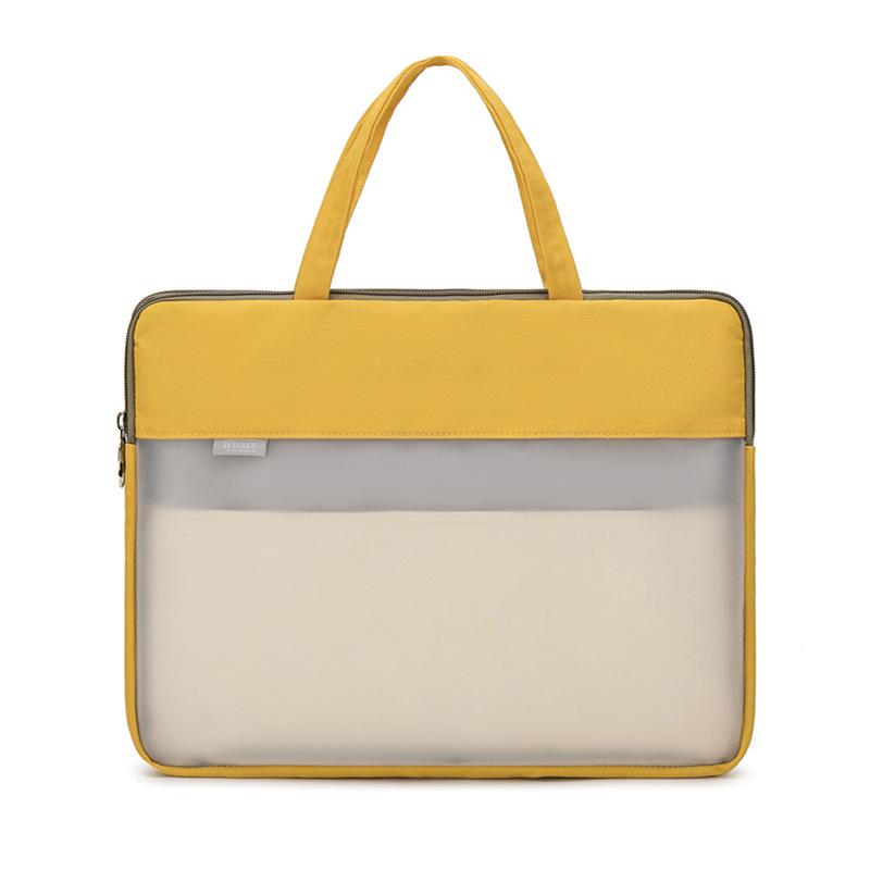 A4 Semi-Transparent Zippered Briefcase - Large Capacity Document Bag
