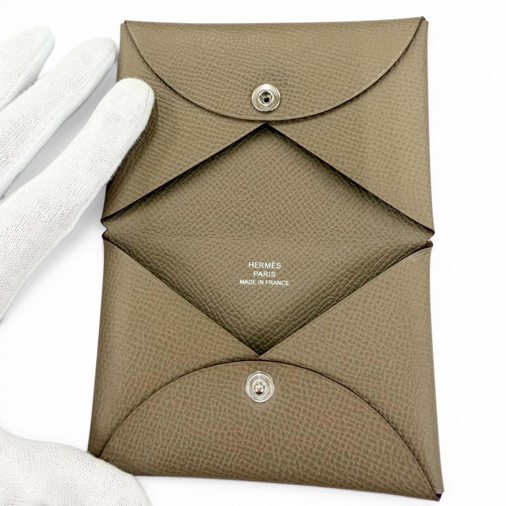 Pristine HERMES Card Case Calvi Pass Case Card Case Epsom Leather Women Used