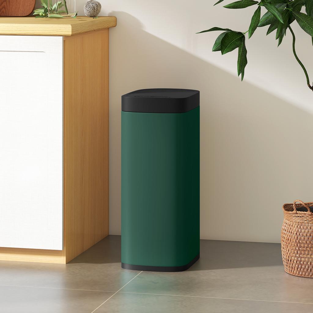 Bidone Sensore da 50L, Bidone Automatico da Cucina, Comando Manuale, Alimentato a Batteria, Senza Sacco Interno, per Cucina, Camera da Letto