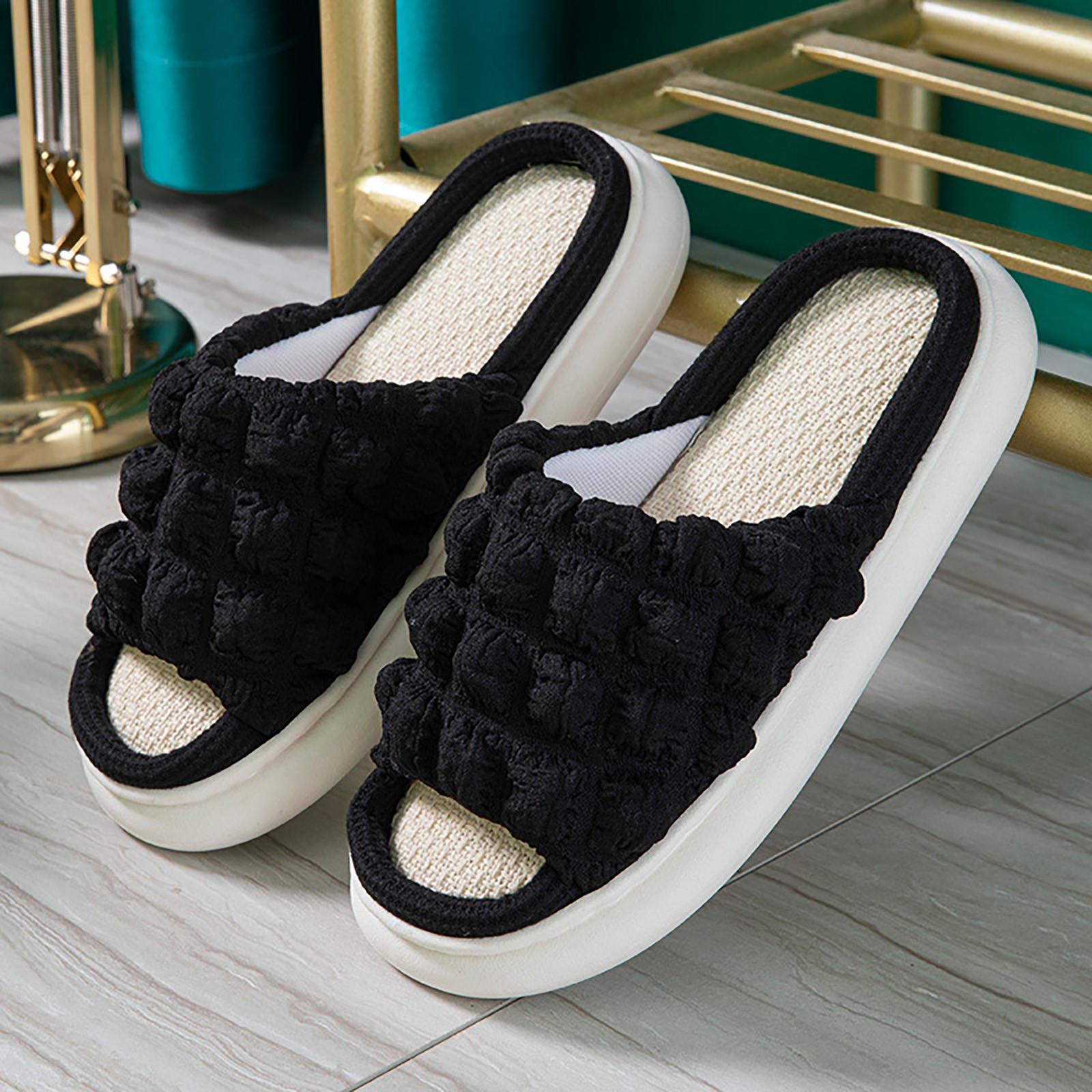 

Льняные парные хлопковые льняные сандалии с толстой подошвой, домашние тапочки, женские тапочки 38